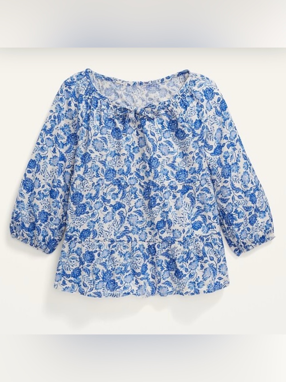 Old Navy Girls Blue Floral Peasant Top Size L 10/12